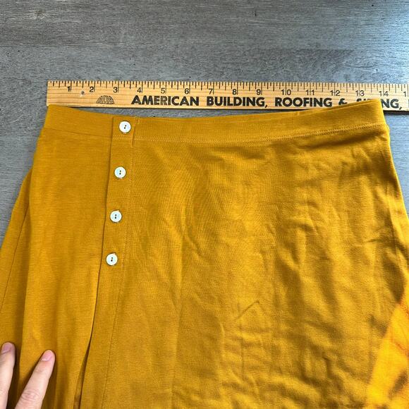 Garnet Hill Button Detail Knit Wrap Skirt Yellow Small - Picture 7 of 9